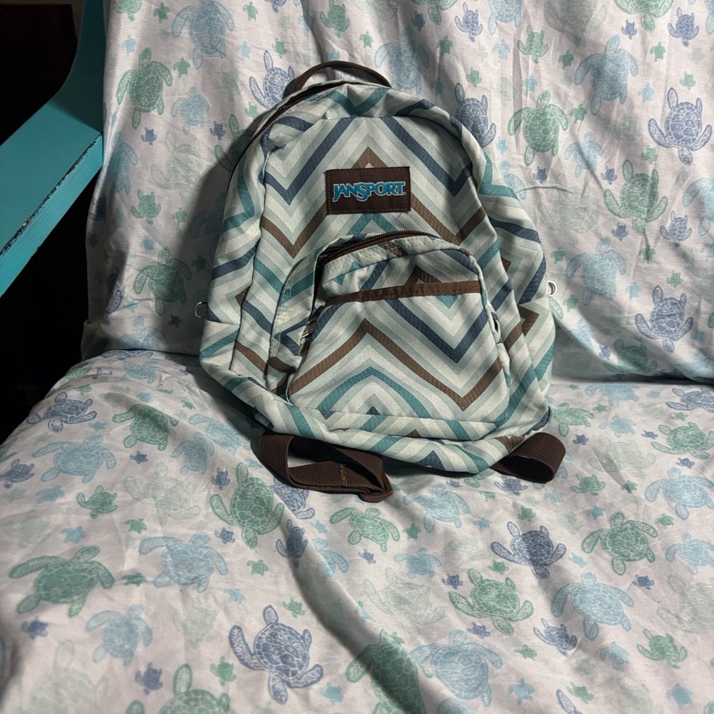 Jansport Blue and Brown Chevron Backpack